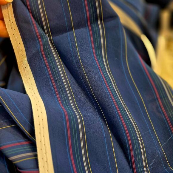 Fabric,Navy Blue Multicolored Stripes Crepe 45" x 4.5 yds - Picture 1 of 4